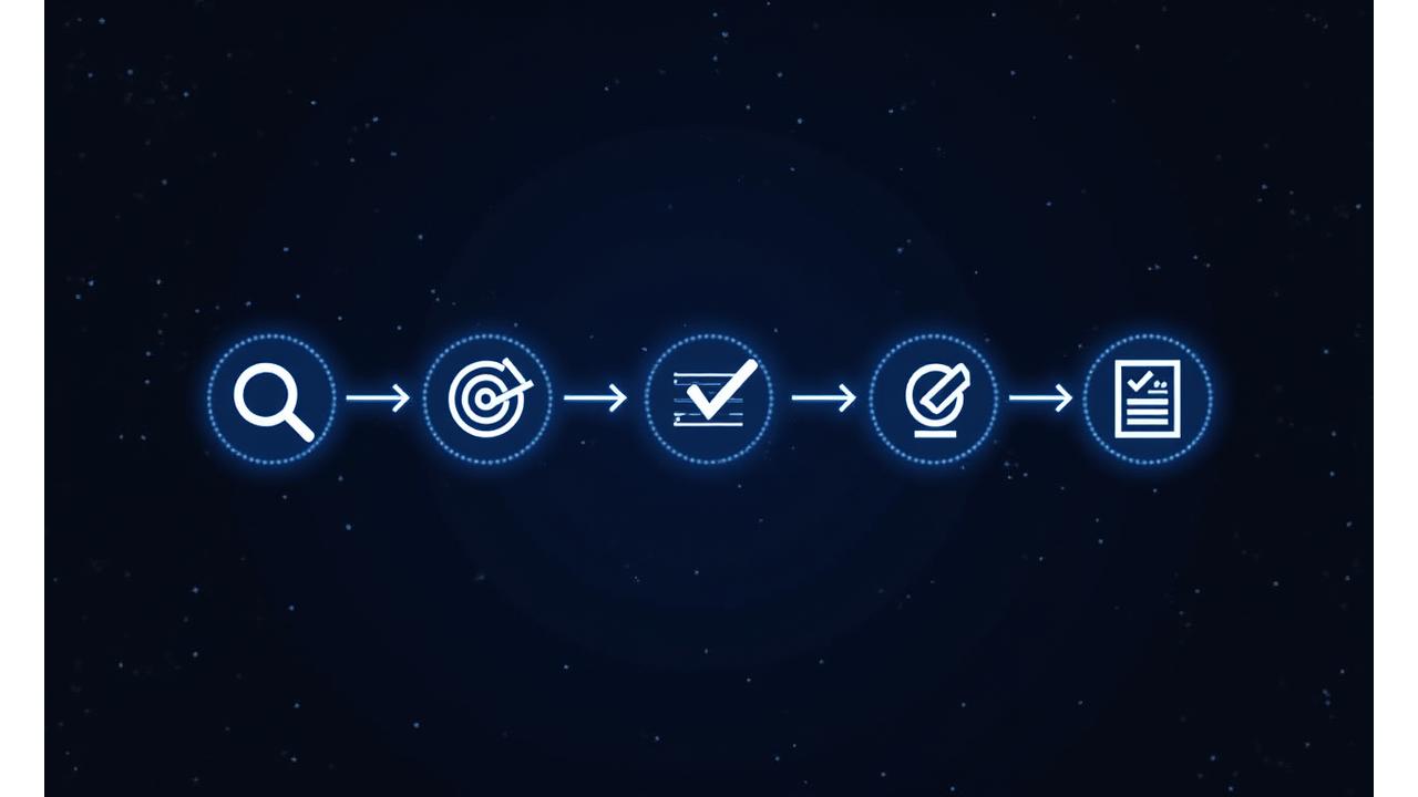Birbirine bağlı dişliler, akış şemaları ve dijital veri akışlarını gösteren stilize bir süreç diyagramı, her adımı temsil eden ikonlar ile optimize bir iş akışını sembolize ediyor.